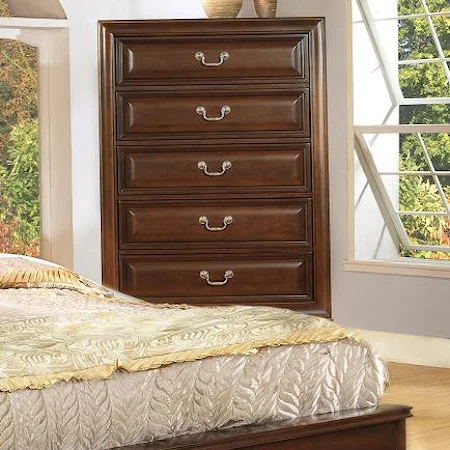 Transitional Cherry 5-Drawer Chest